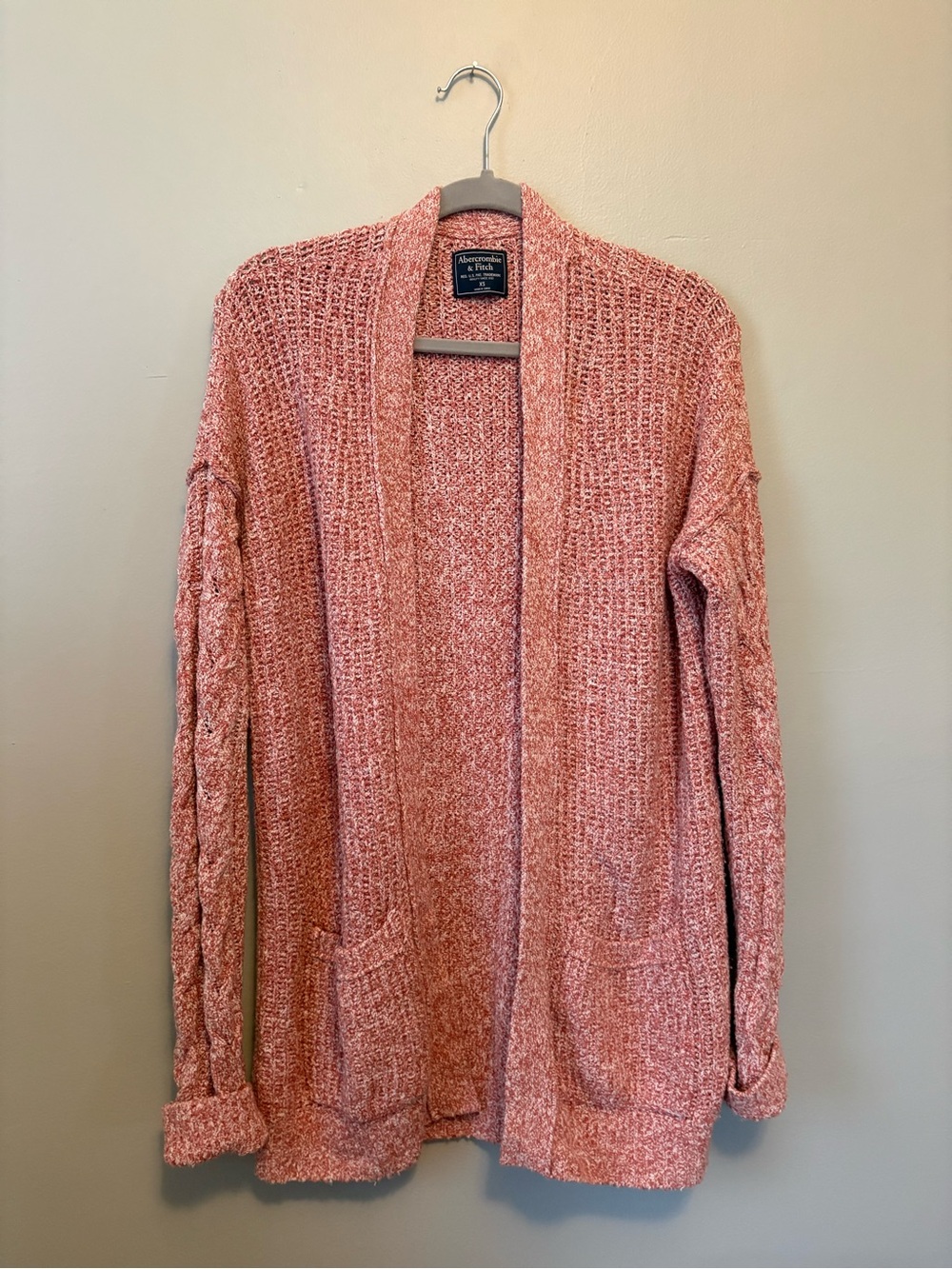 Abercrombie & Fitch Blush Open-Front Knit Cardigan